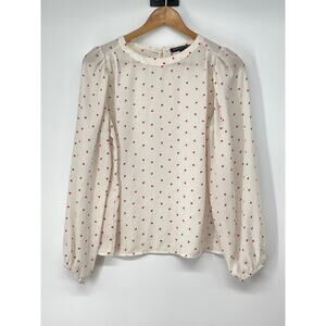 Banana Republic Gathered Poet Sleeve‎ Blouse Novelty Heart Print Size S Casual